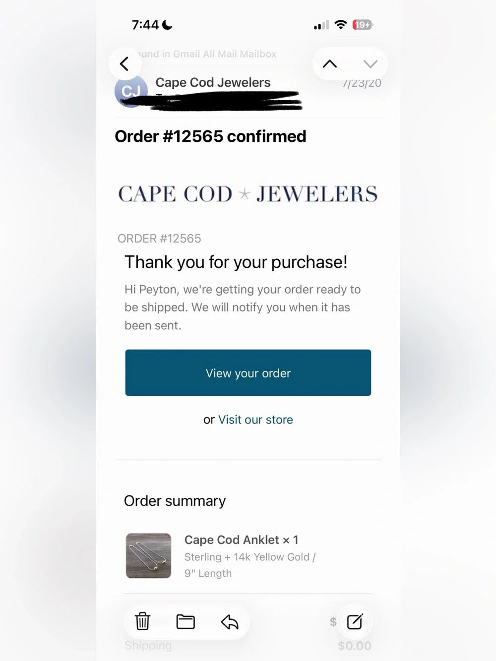Cape Cod Ankle Bracelet